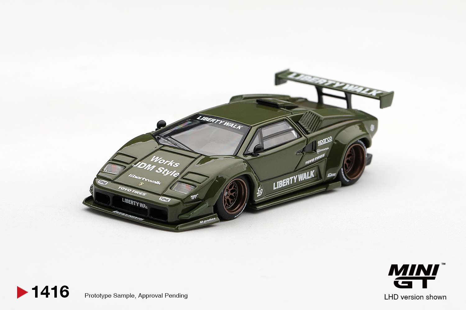Pré Venda - Mini GT Lamborghini Countach LB-WORKS Army Green #1416